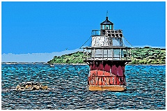 Old Duxbury Pier Light in Massachusetts -Digital Painting